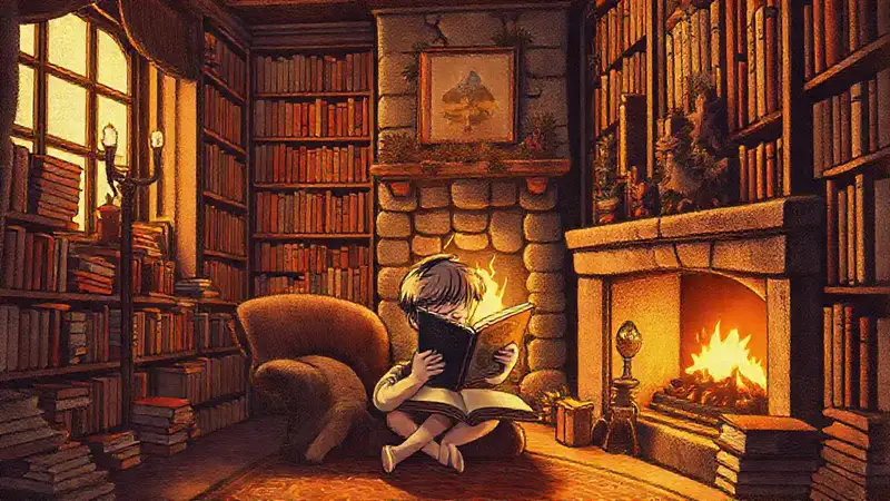Un hogar cálido evoca nostalgia y lectura